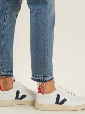Veja Campo White Sneakers with Navy V and Red Heel Tab